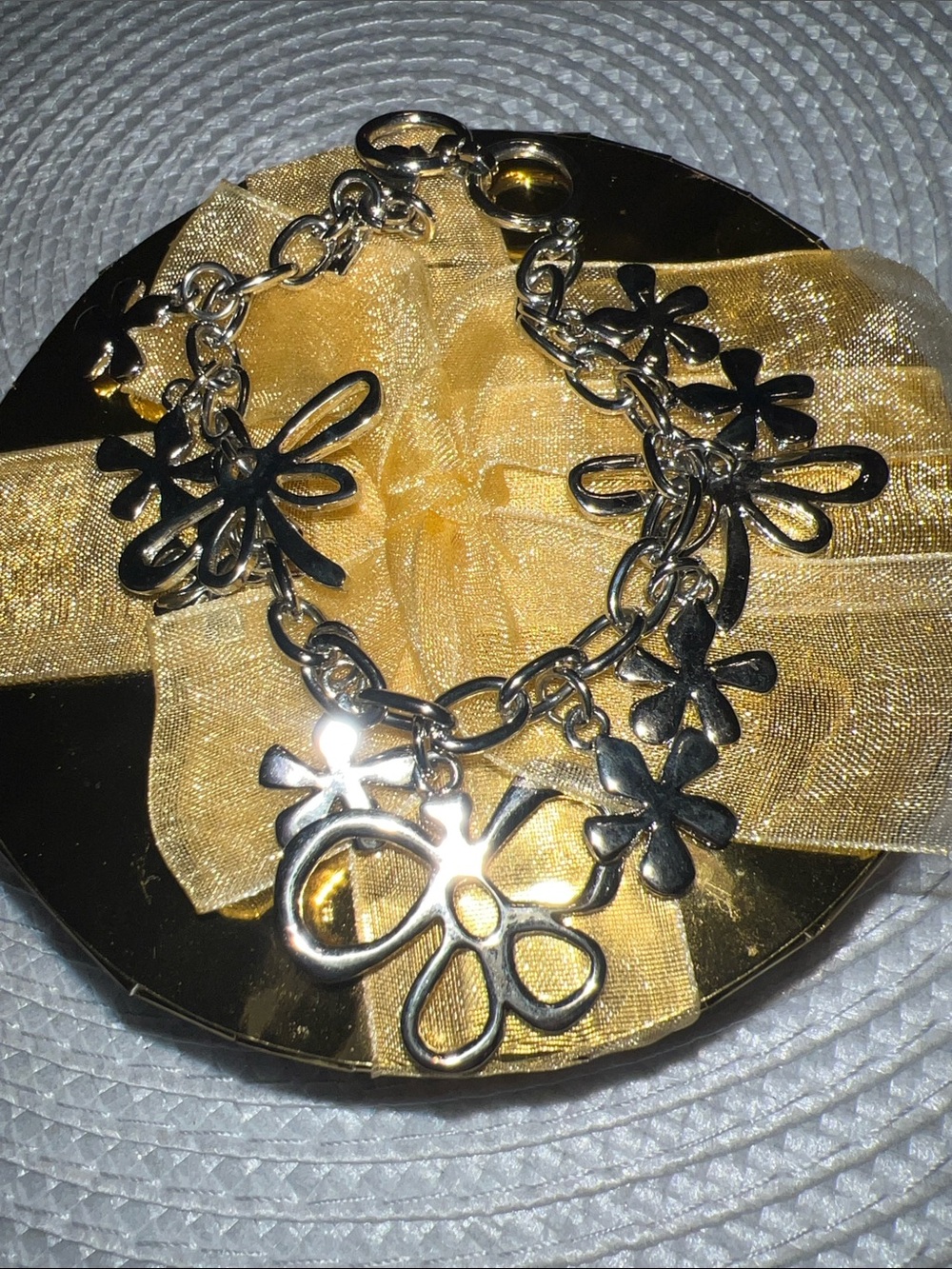 Silver Floral butterfly 🦋 Charm Bracelet - Women's Jewelry